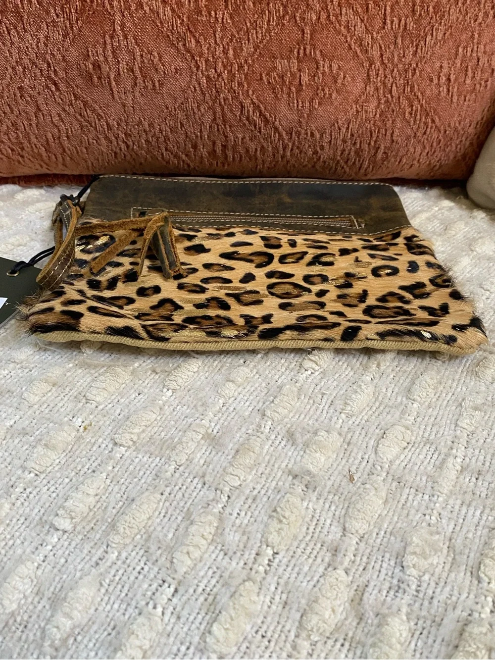 {Myra Bag} NWT Leopard Hair Wristlet